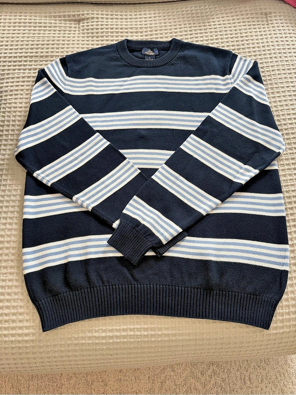 Brooks Brothers Striped Cotton Crewneck Sweater Size Medium Like New